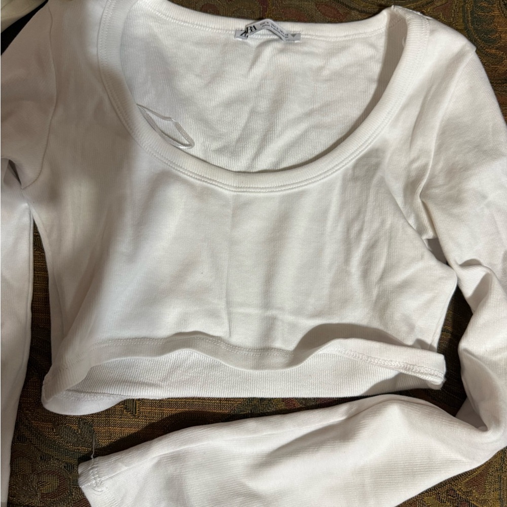 Women's White Long Sleeve Top ZARA